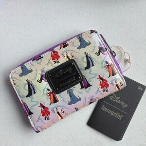 Loungefly Disney Villains Iridescent All-Over Print Zip Around Wallet NEW!